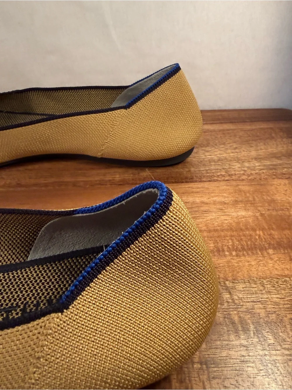Rothy's Round Toe Flats in Golden Yellow with Black Piping Size 10.5